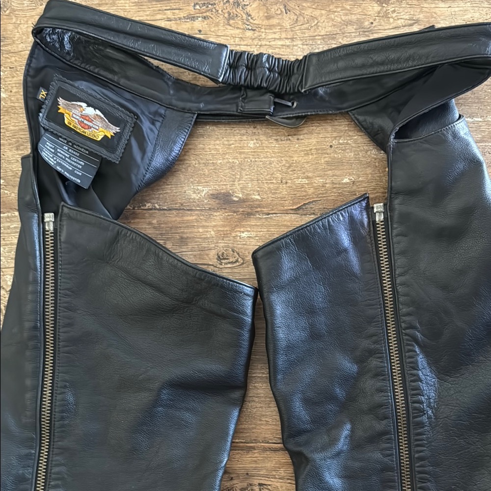 Harley-Davidson black genuine Leather Chap Biker Pants with Classic Style